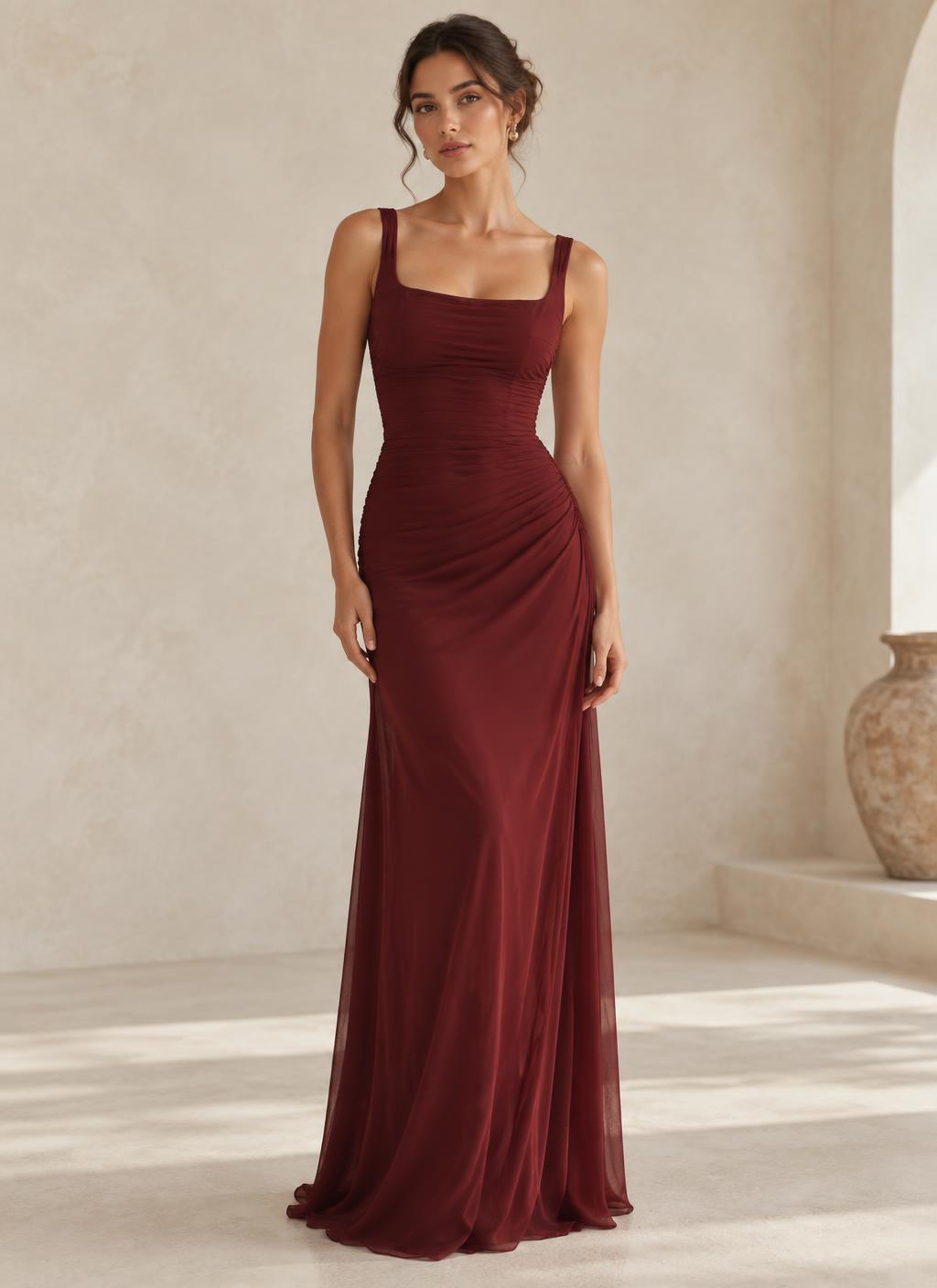 Charlotte dress in Wine Red
